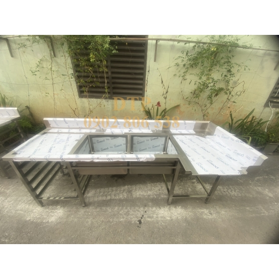 BÀN 2 CHẬU CHỮA L CÓ KỆ RACK - ĐẠI THUẬN PHÁT